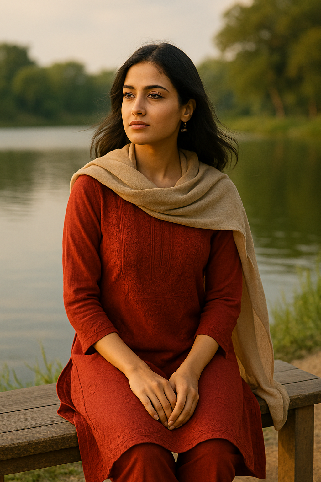 Elegant Maroon Chikankari Kurti Set for Women – Handcrafted Lucknowi Embroidery