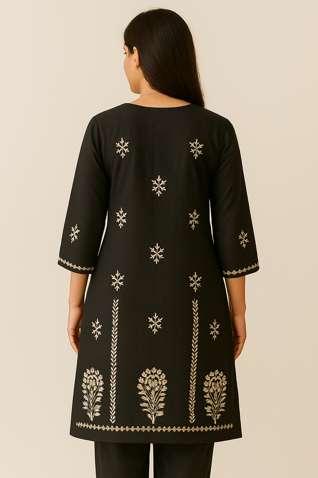 "Black Chikankari Embroidered Kurti Set with Dupatta – Elegant Handcrafted Ethnic Wear for Women"