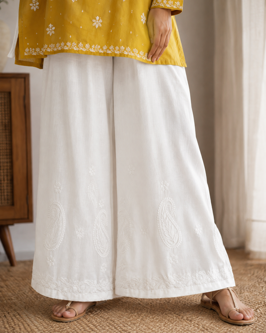 White Chikankari Palazzo