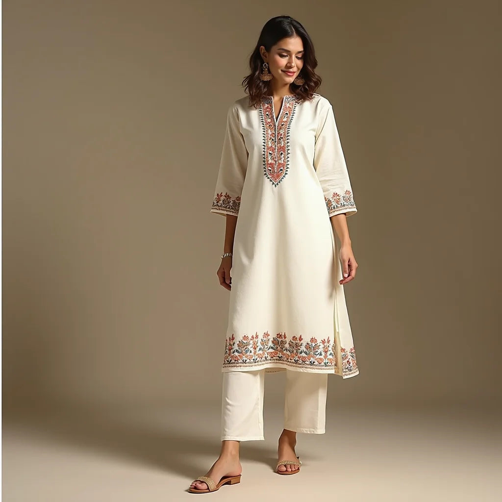 Hand-embroidered Kurtis - Hand-Embroidered Kurtis Styles That Elevate Everyday Looks
