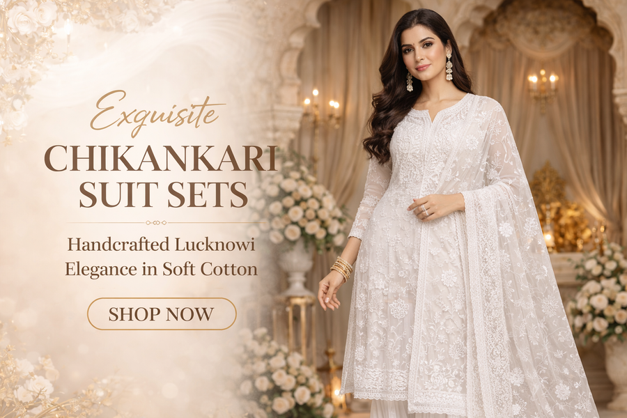 Lucknowi Chikankari suit set collection for women by Lucknow Best Chikankari