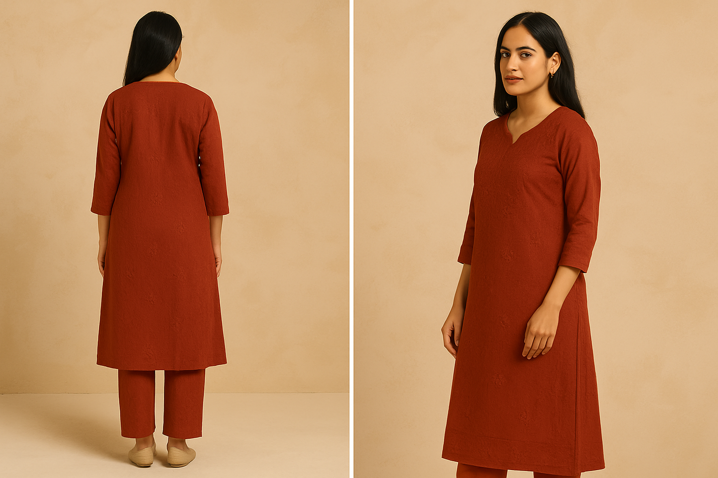 Elegant Maroon Chikankari Kurti Set for Women – Handcrafted Lucknowi Embroidery