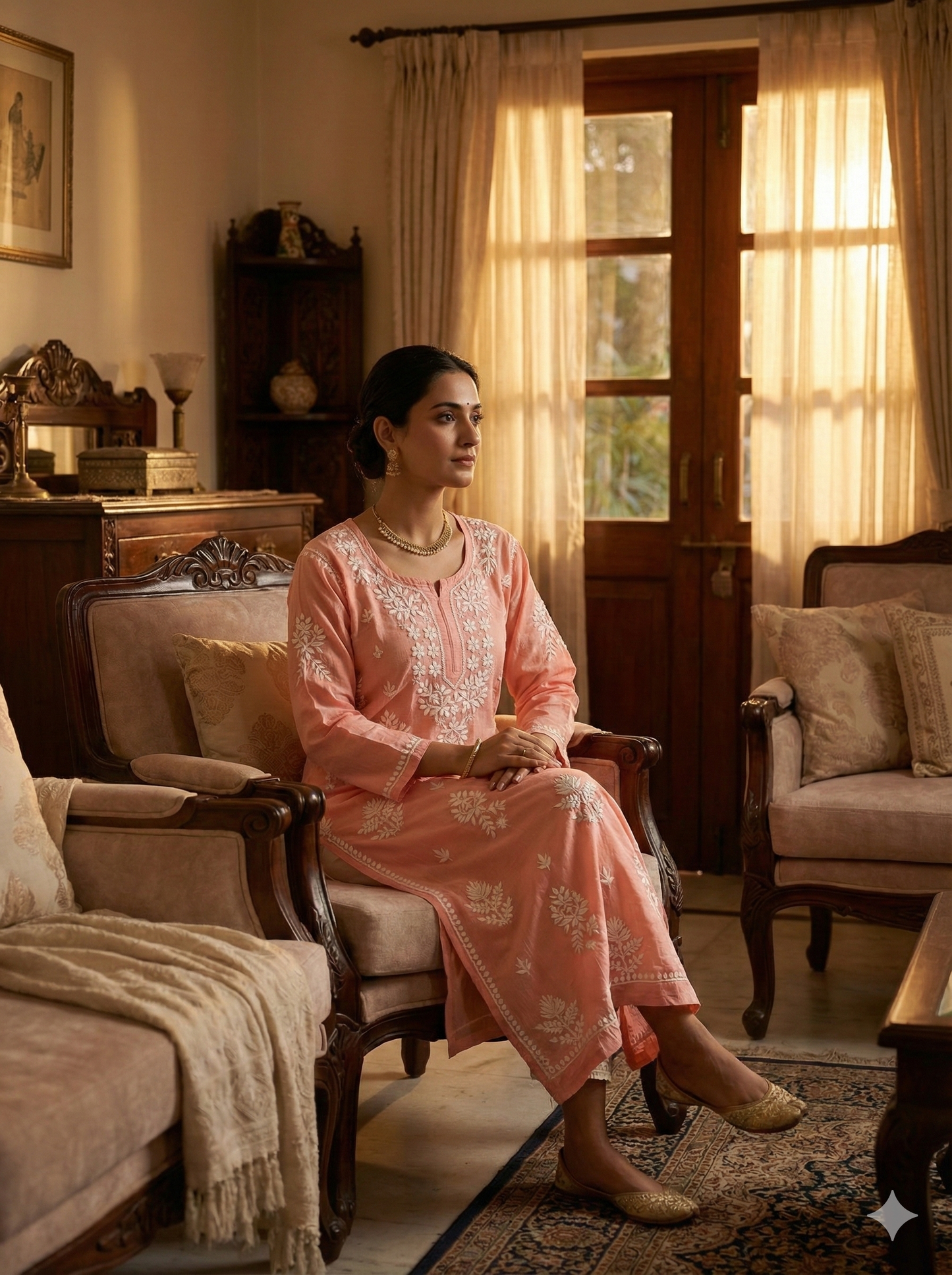 Light Pink Lucknowi Chikankari Kurti for Women | Hand Embroidered Rayon Kurti – Lucknow Best Chikankari