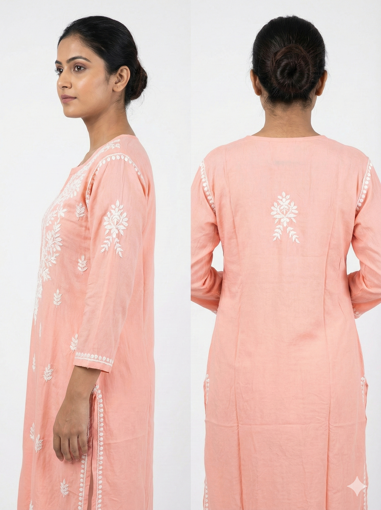 Light Pink Lucknowi Chikankari Kurti for Women | Hand Embroidered Rayon Kurti – Lucknow Best Chikankari