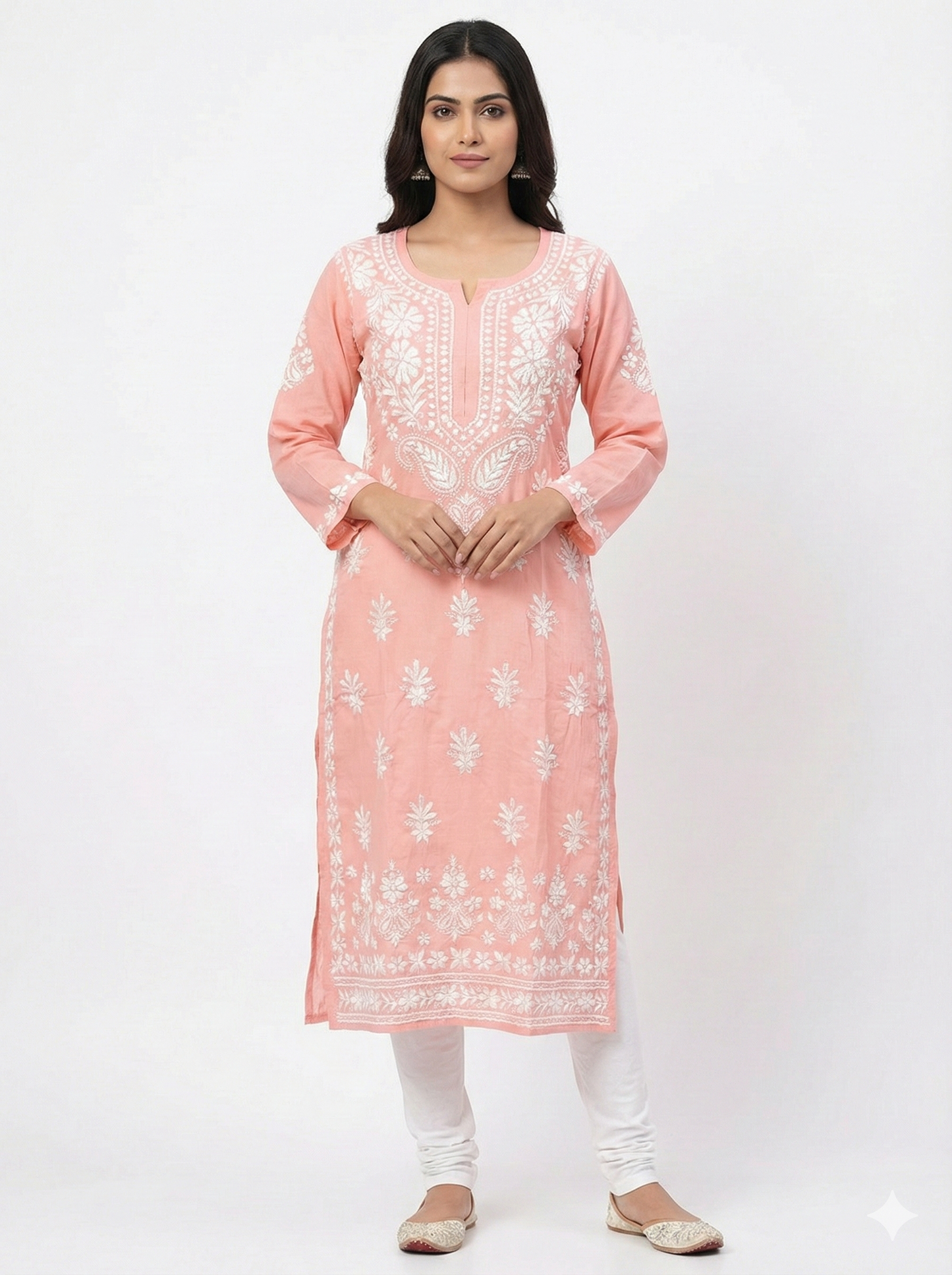 Light Pink Heavy Chikankari Modal Kurti for Women | Hand Embroidered Lucknowi Kurti – Lucknow Best Chikankari