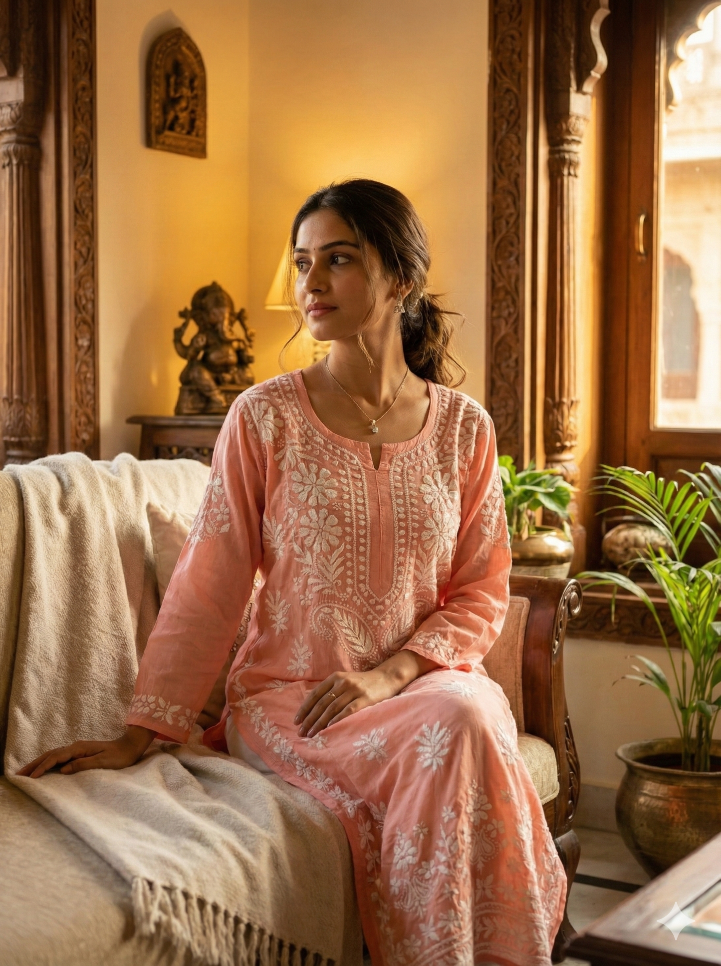Light Pink Heavy Chikankari Modal Kurti for Women | Hand Embroidered Lucknowi Kurti – Lucknow Best Chikankari
