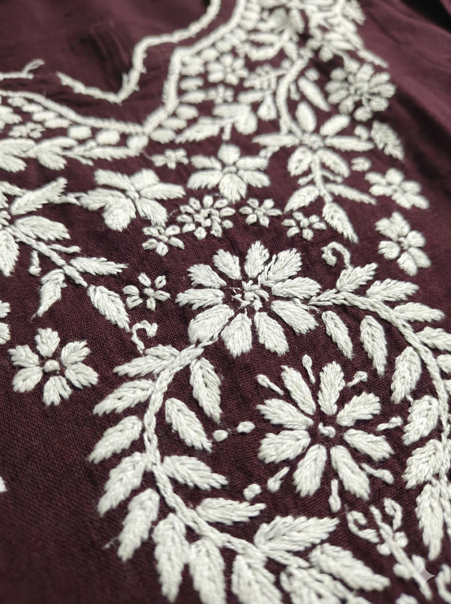 Maroon Modal Chikankari Short Kurti – Handcrafted Lucknowi Elegance