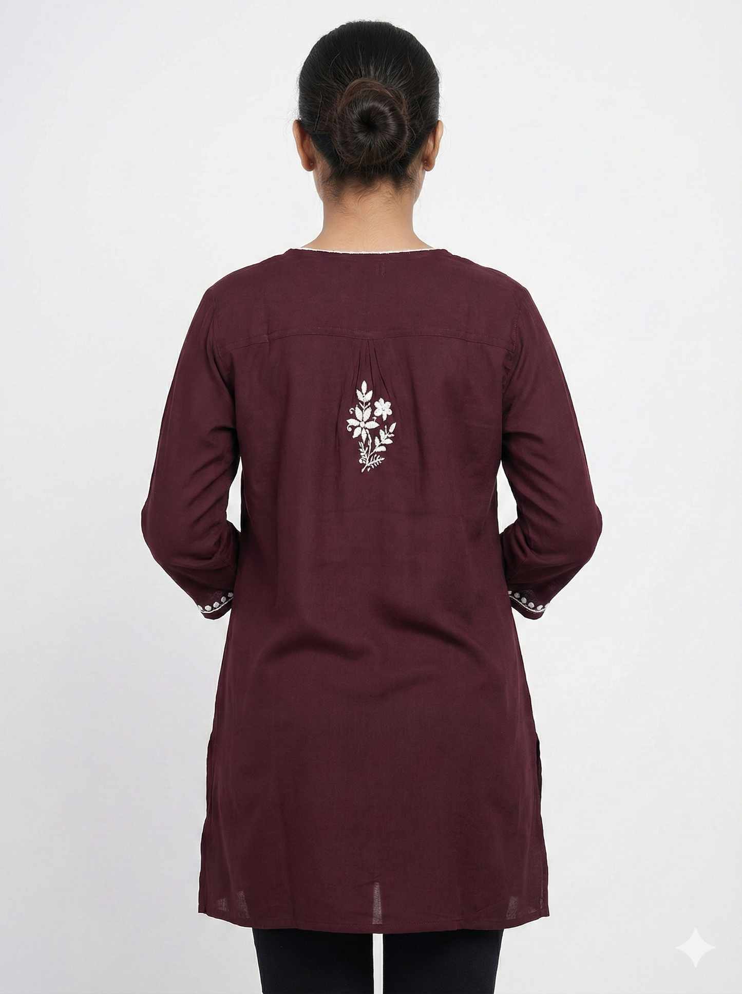 Maroon Modal Chikankari Short Kurti – Handcrafted Lucknowi Elegance