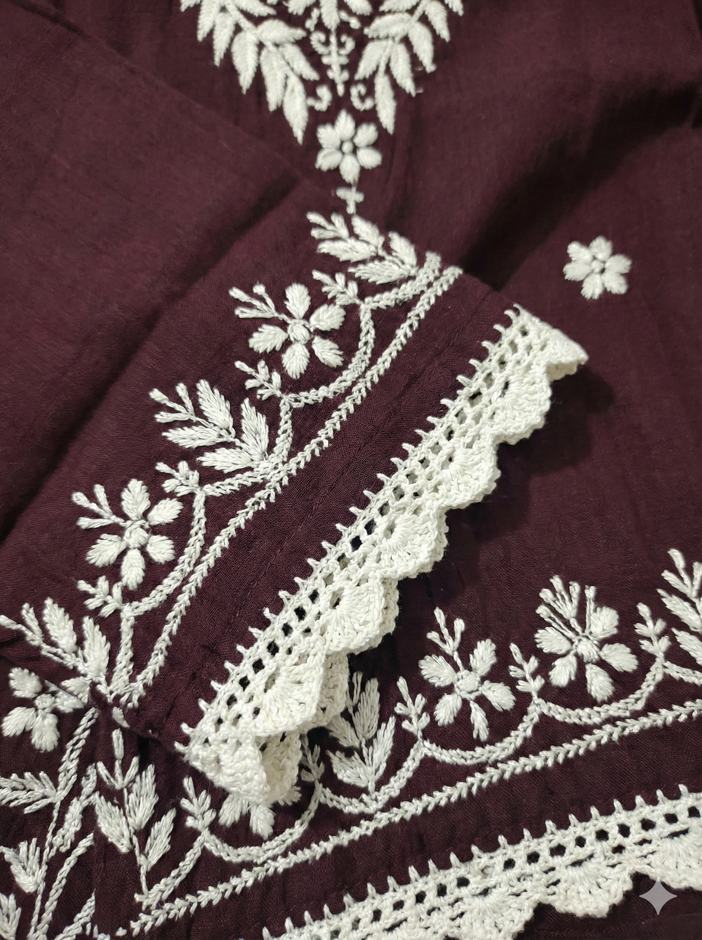 Maroon Modal Chikankari Short Kurti – Handcrafted Lucknowi Elegance