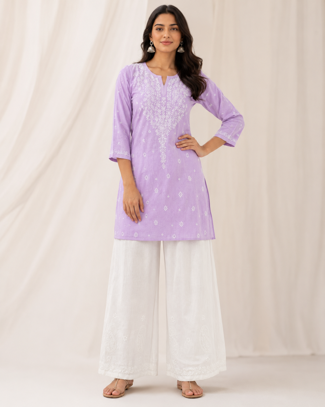 White Chikankari Palazzo