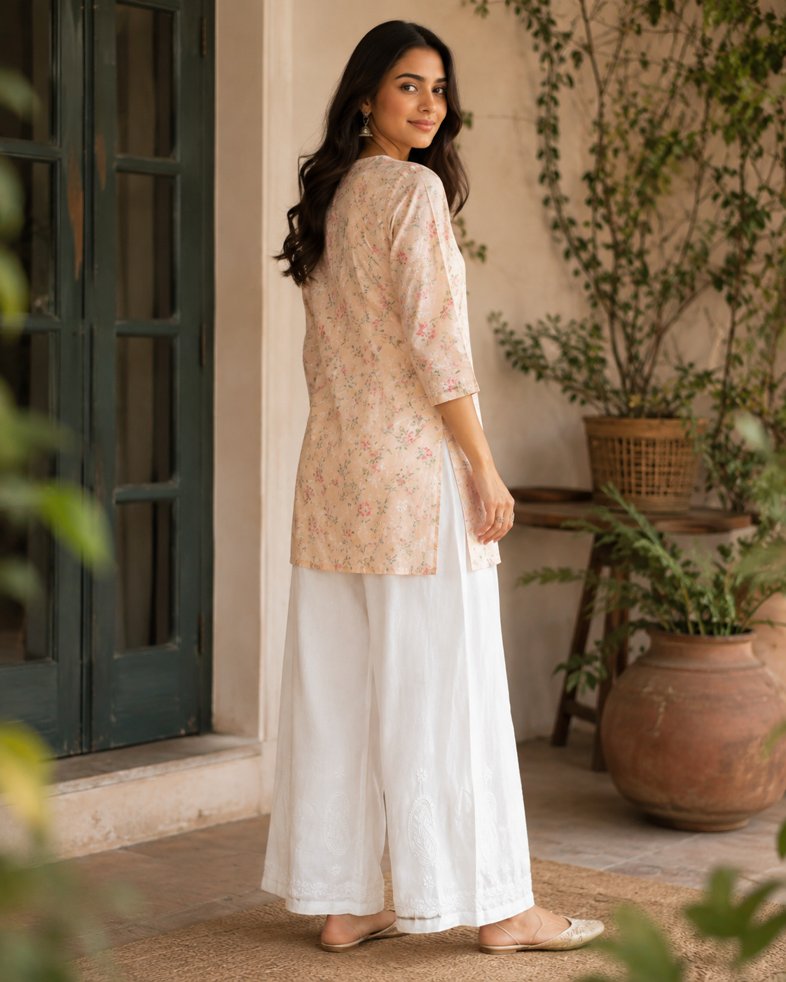 White Chikankari Palazzo