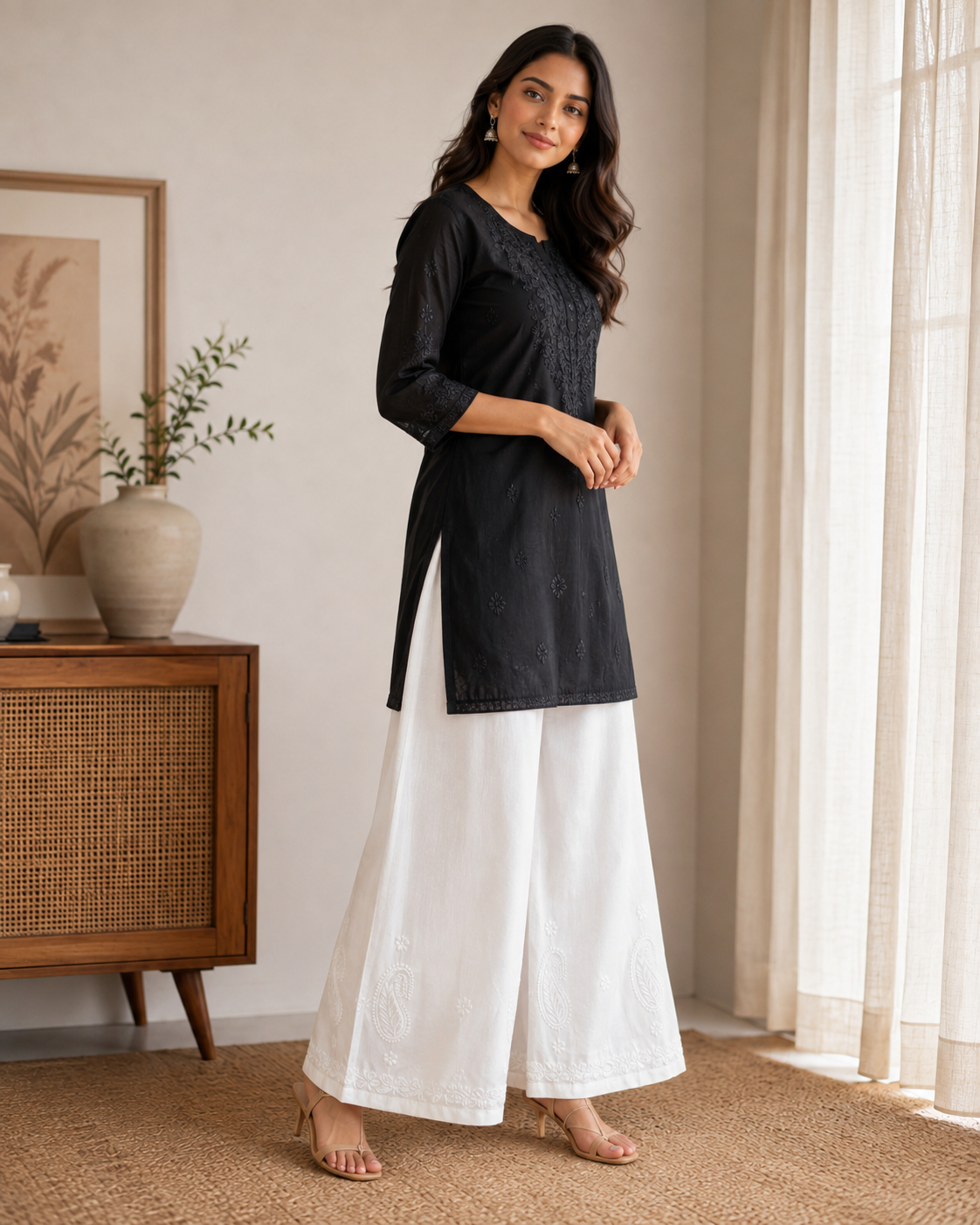 White Chikankari Palazzo