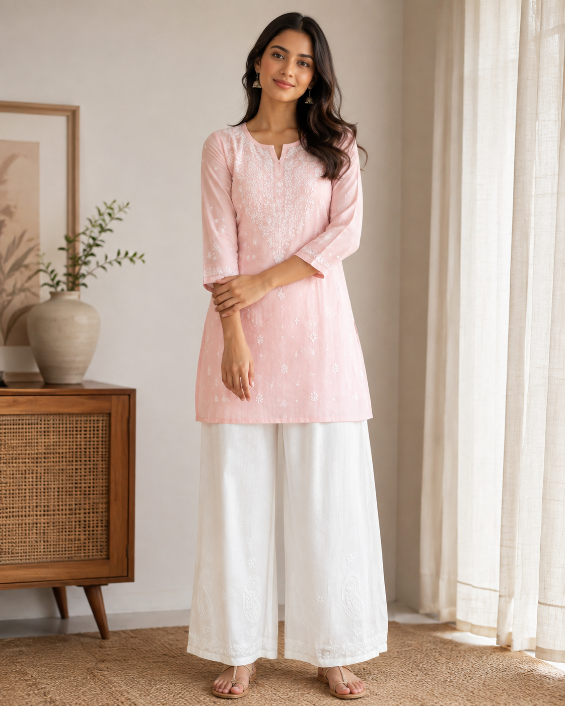 White Chikankari Palazzo