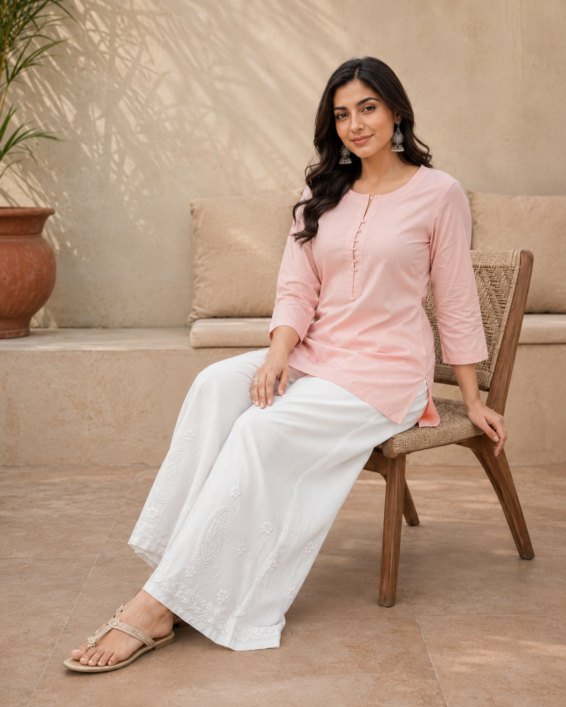 White Chikankari Palazzo