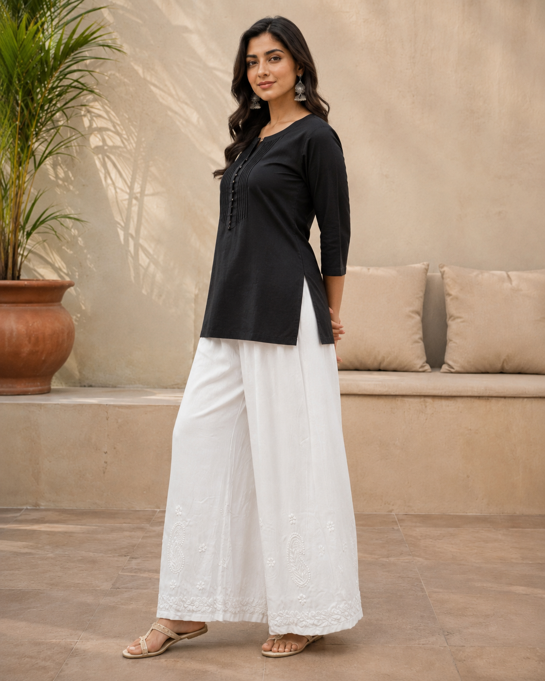 White Chikankari Palazzo