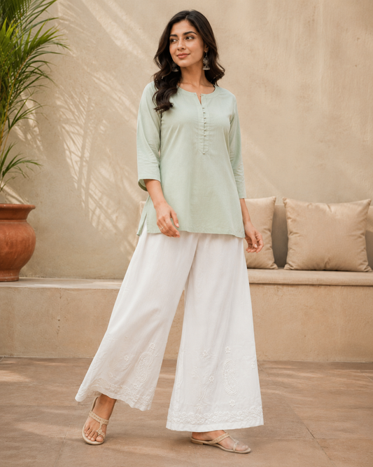 White Chikankari Palazzo