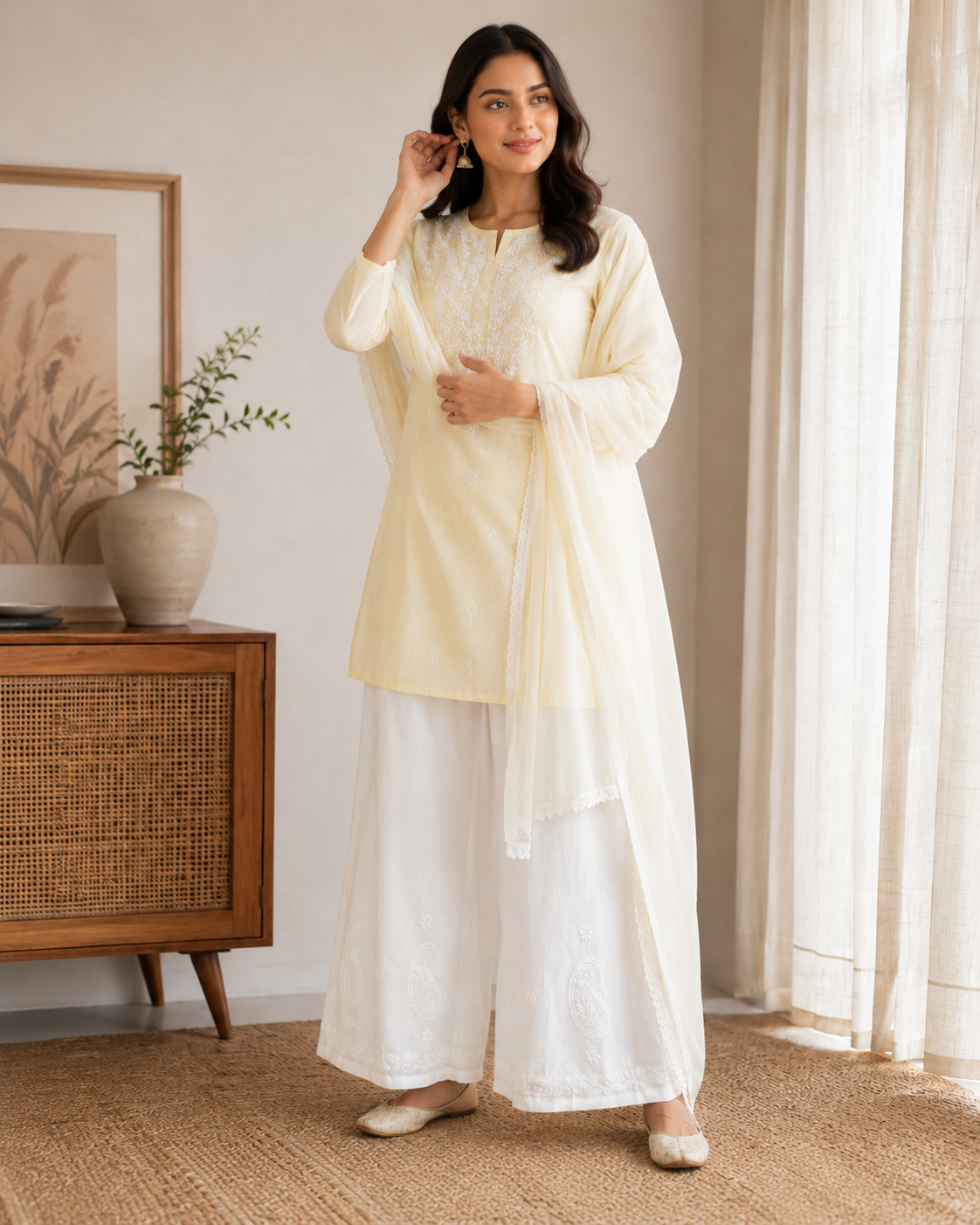 White Chikankari Palazzo