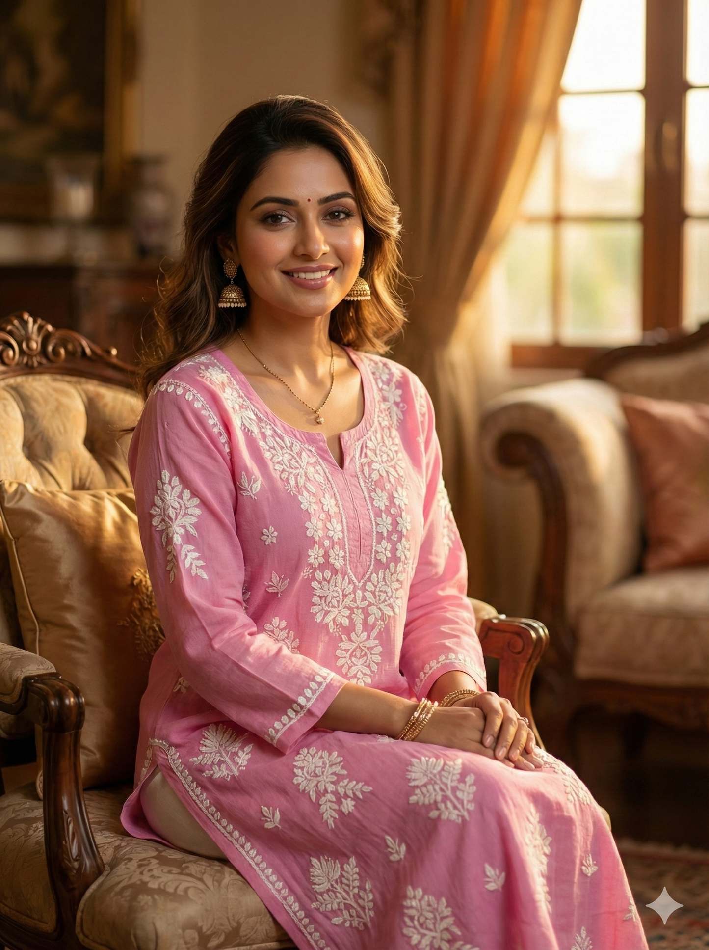 Pink Rayon Chikankari Kurti for Women – Hand Embroidered Lucknowi Kurti | LucknowBestChikankari