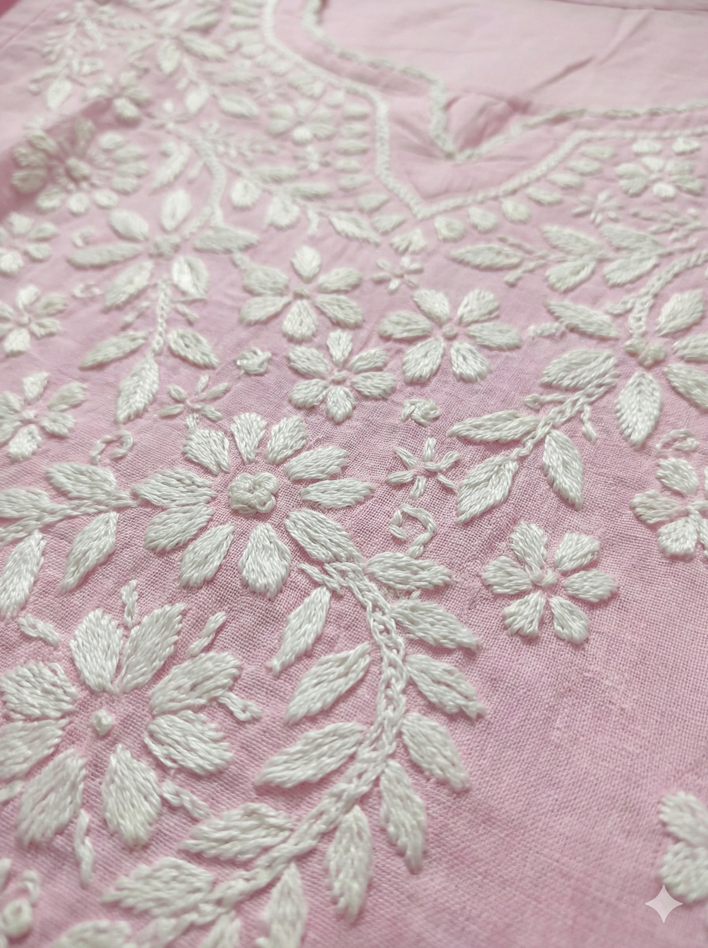 Baby Pink Modal Chikankari Short Kurti – Handcrafted Lucknowi Elegance