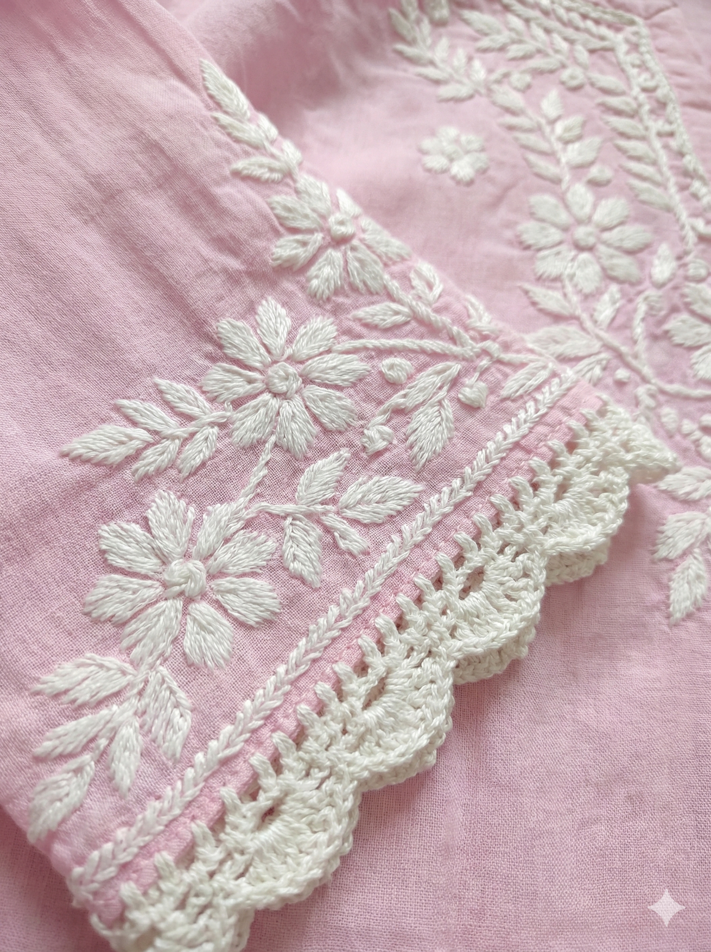 Baby Pink Modal Chikankari Short Kurti – Handcrafted Lucknowi Elegance