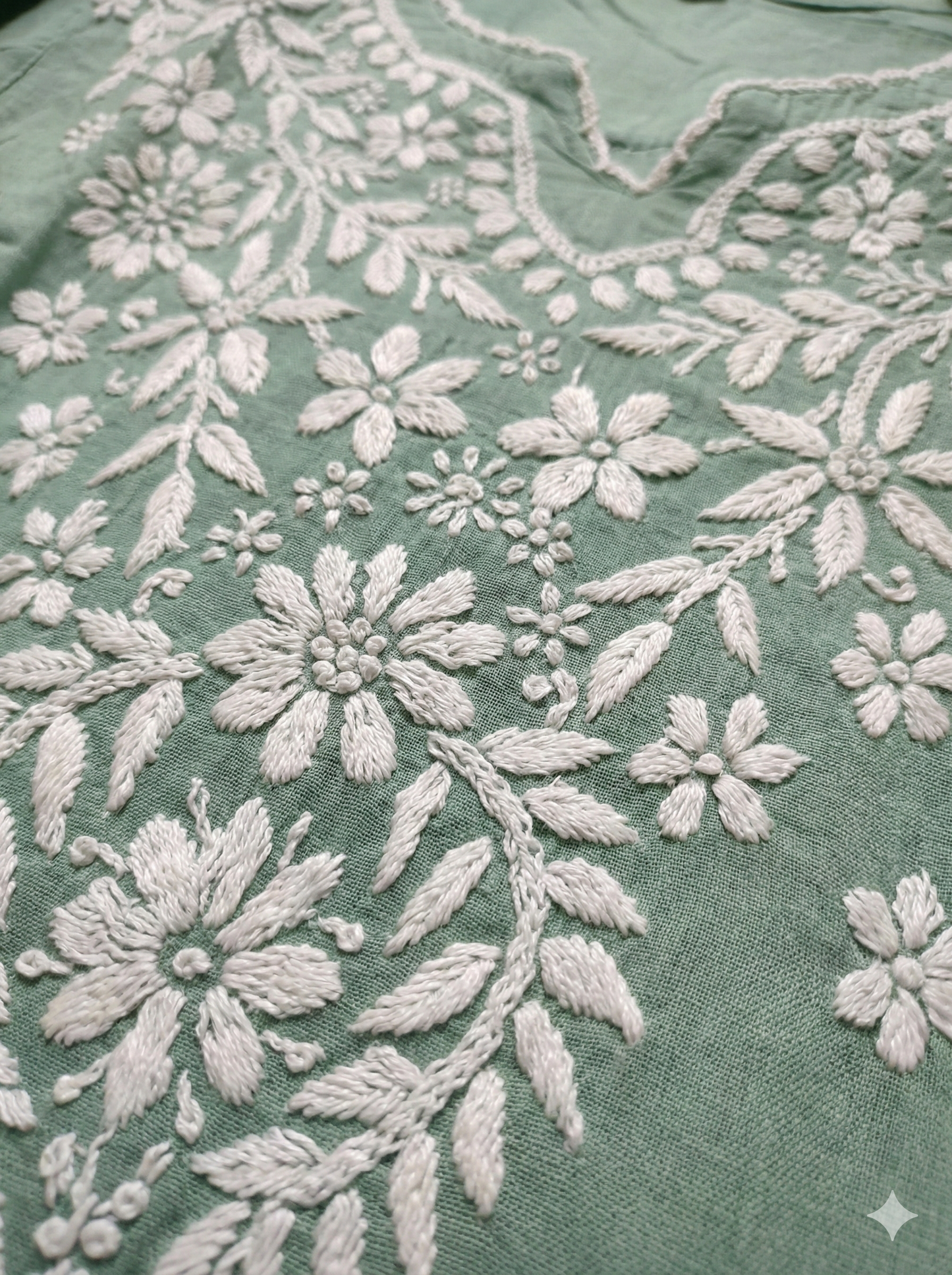 Pista Green Modal Chikankari Short Kurti – Handcrafted Lucknowi Elegance