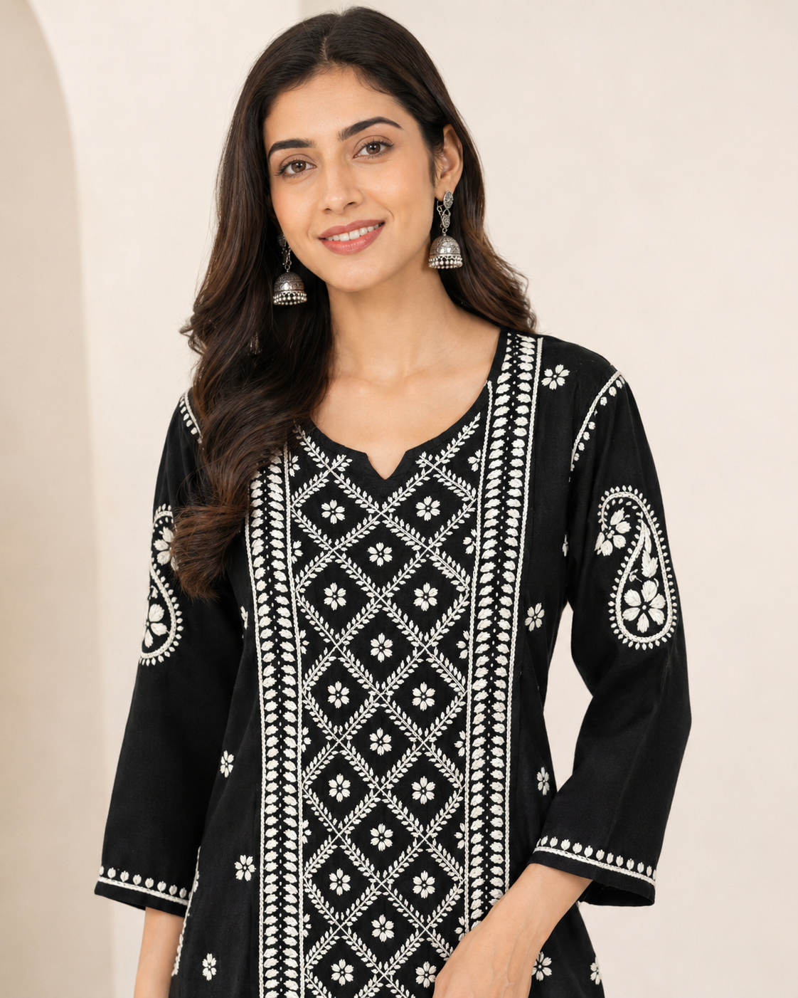 Premium Black Rayon 100% Hand Chikankari Kurta & Palazzo Suit Set
