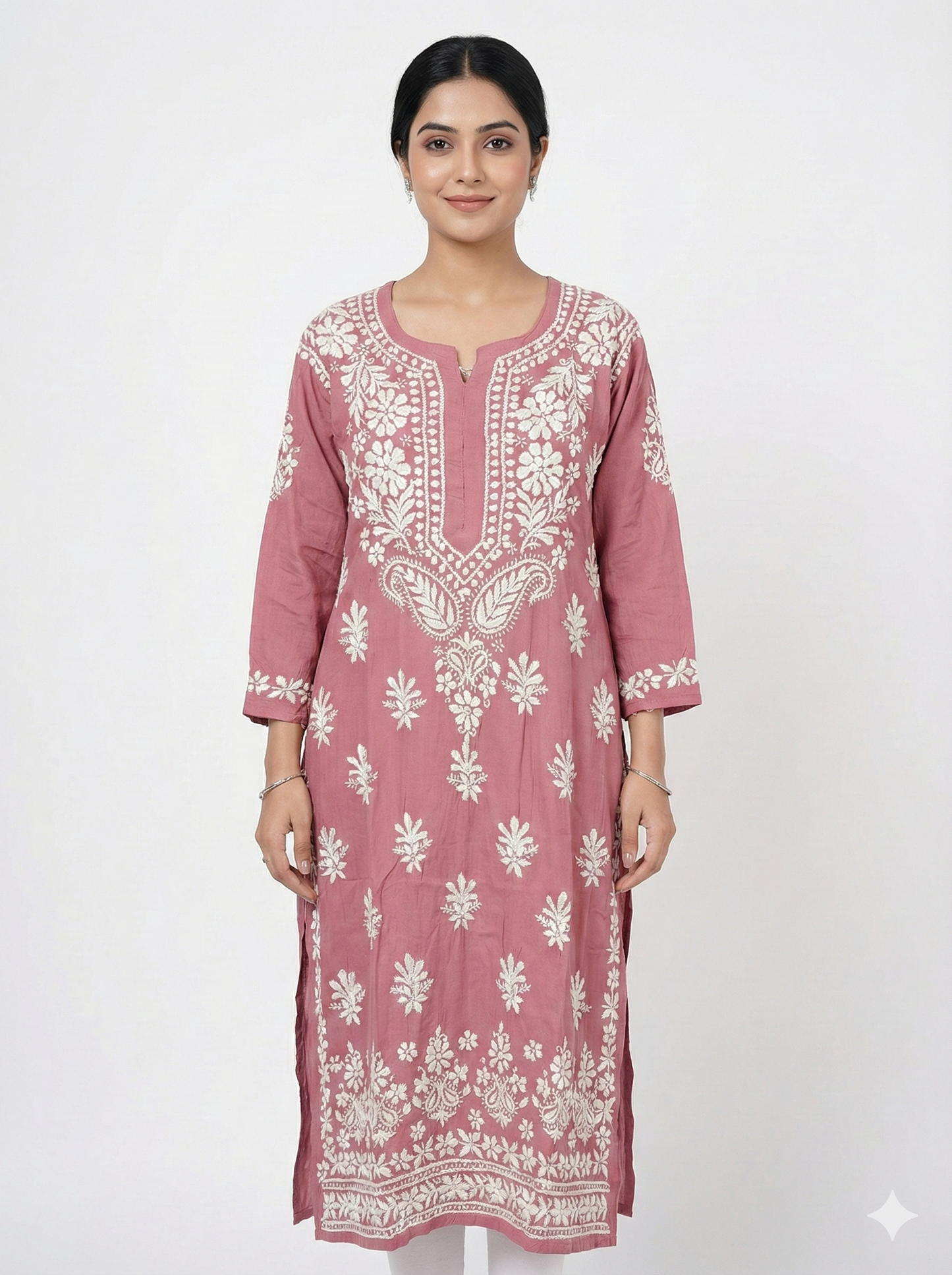 Rani Color Modal Chikankari Kurti for Women | Soft Modal Straight Kurta with Embroidery – Lucknow Best Chikankari
