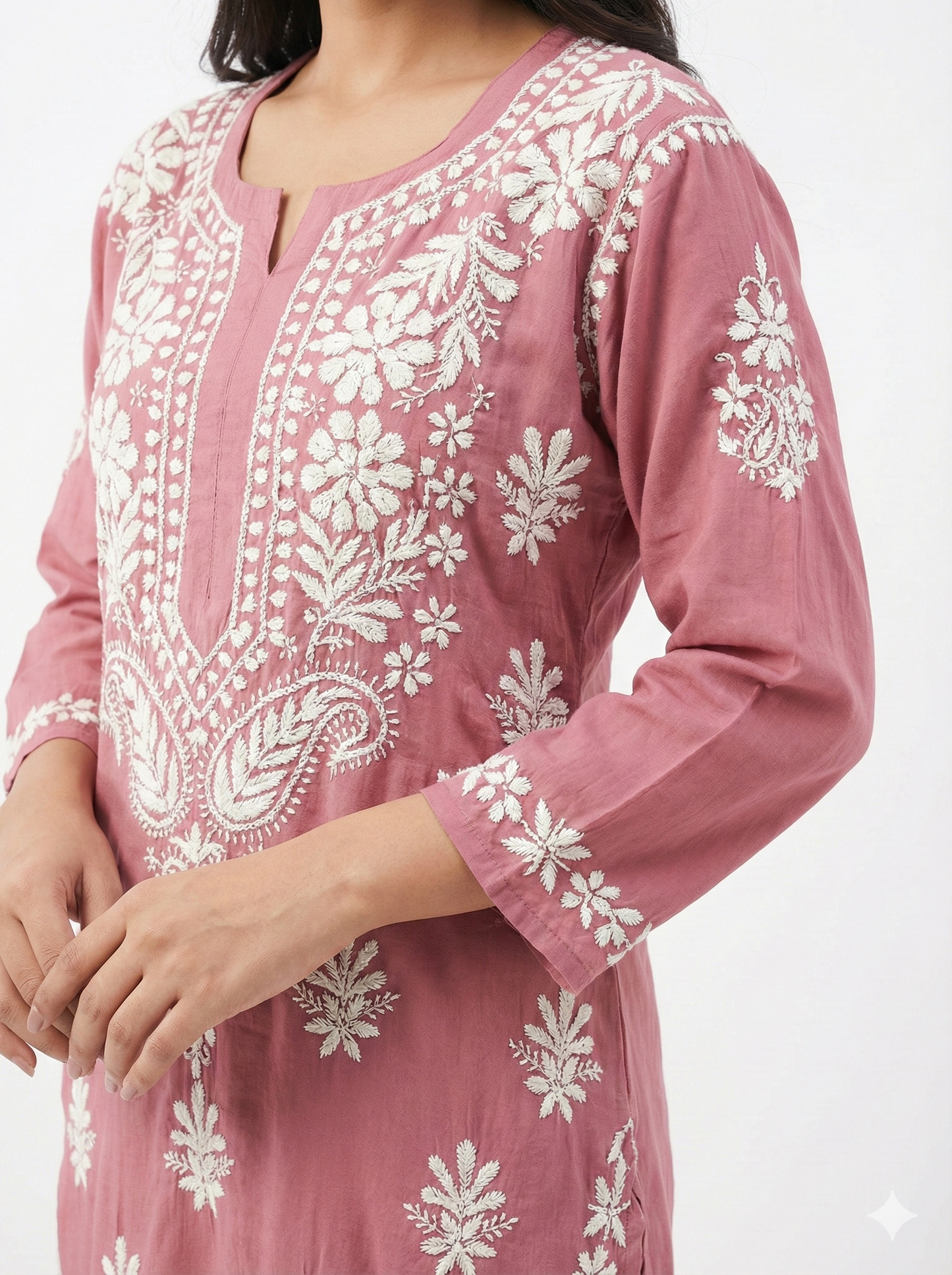 Rani Color Modal Chikankari Kurti for Women | Soft Modal Straight Kurta with Embroidery – Lucknow Best Chikankari