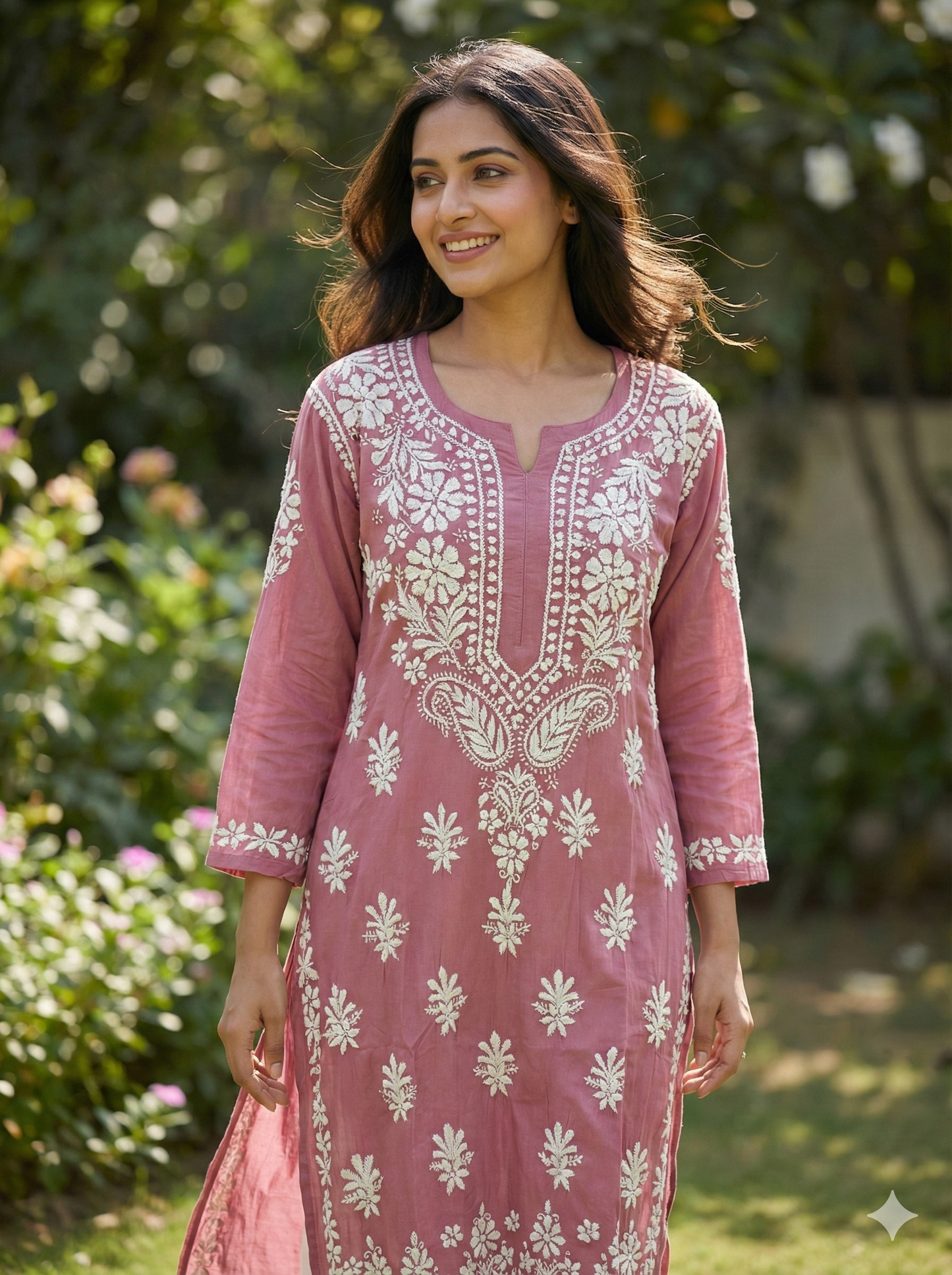 Rani Color Modal Chikankari Kurti for Women | Soft Modal Straight Kurta with Embroidery – Lucknow Best Chikankari