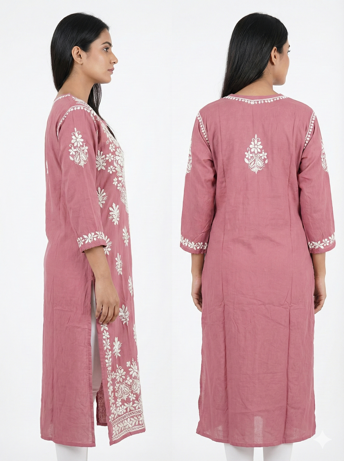 Rani Color Modal Chikankari Kurti for Women | Soft Modal Straight Kurta with Embroidery – Lucknow Best Chikankari