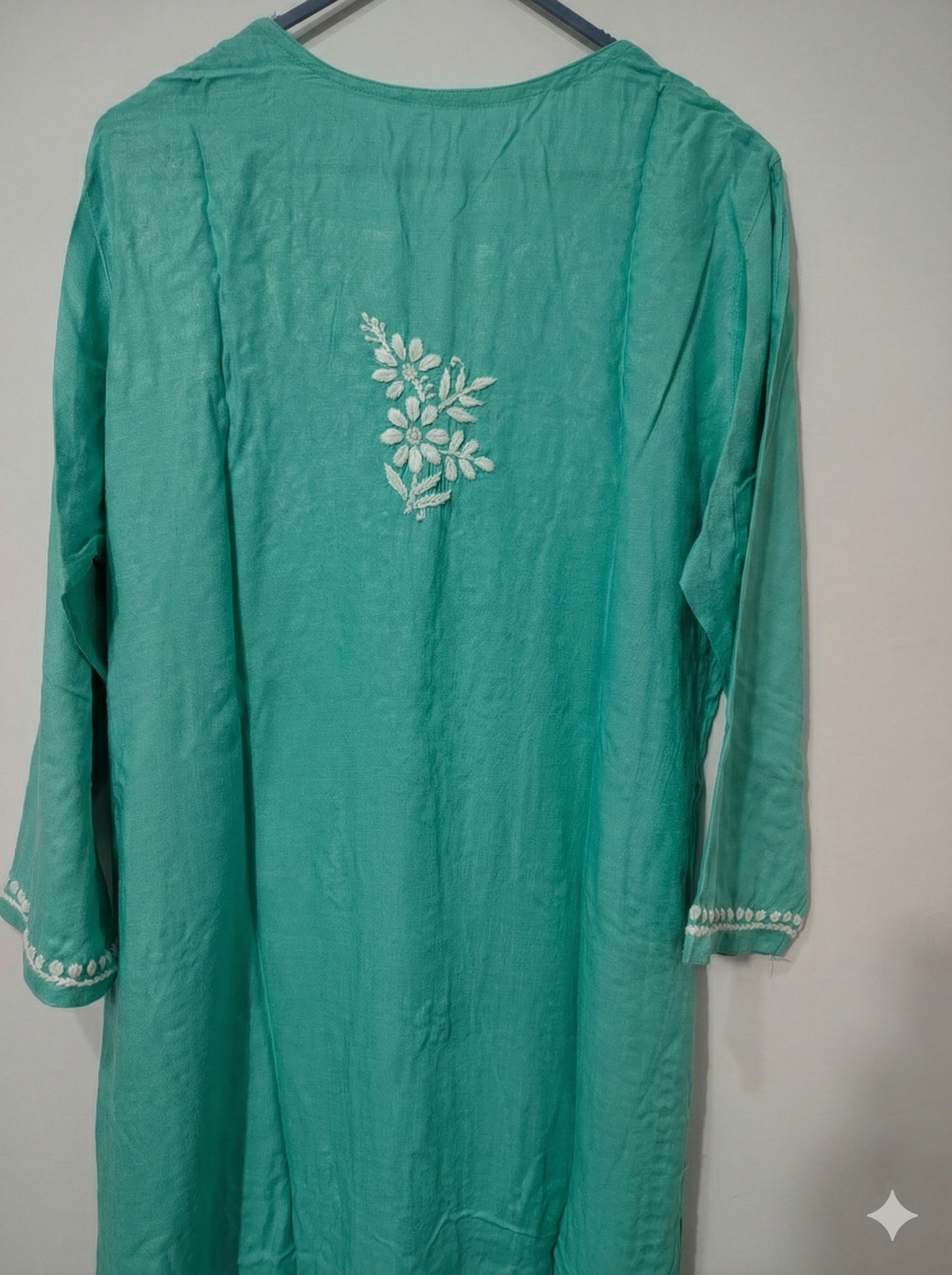 Sky Blue Rayon Chikankari Kurti for Women | Hand Embroidered Lucknowi Kurta – Lucknow Best Chikankari