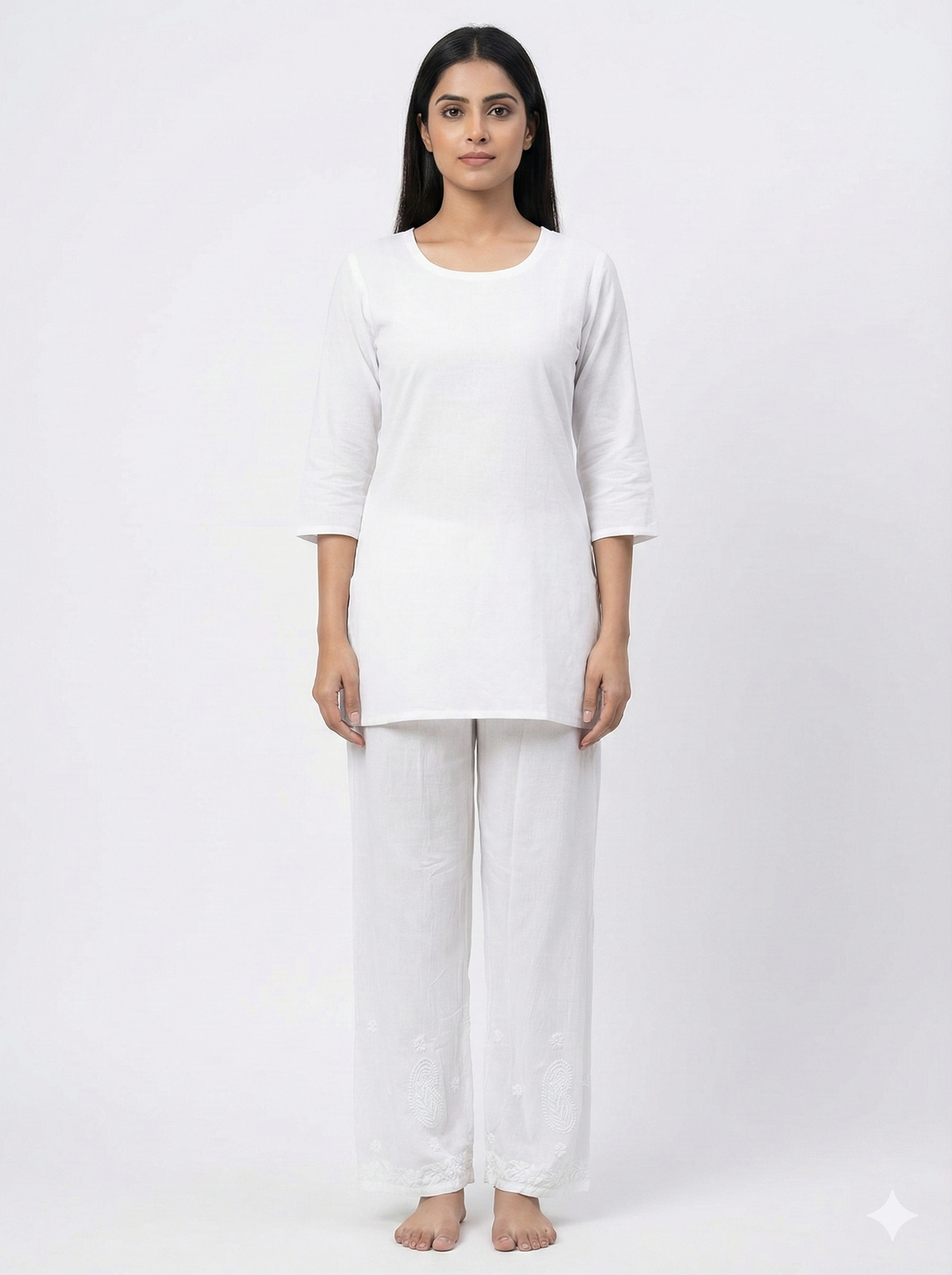 White Chikankari Palazzo for Women | Hand Embroidered Ethnic Palazzo – Lucknow Best Chikankari