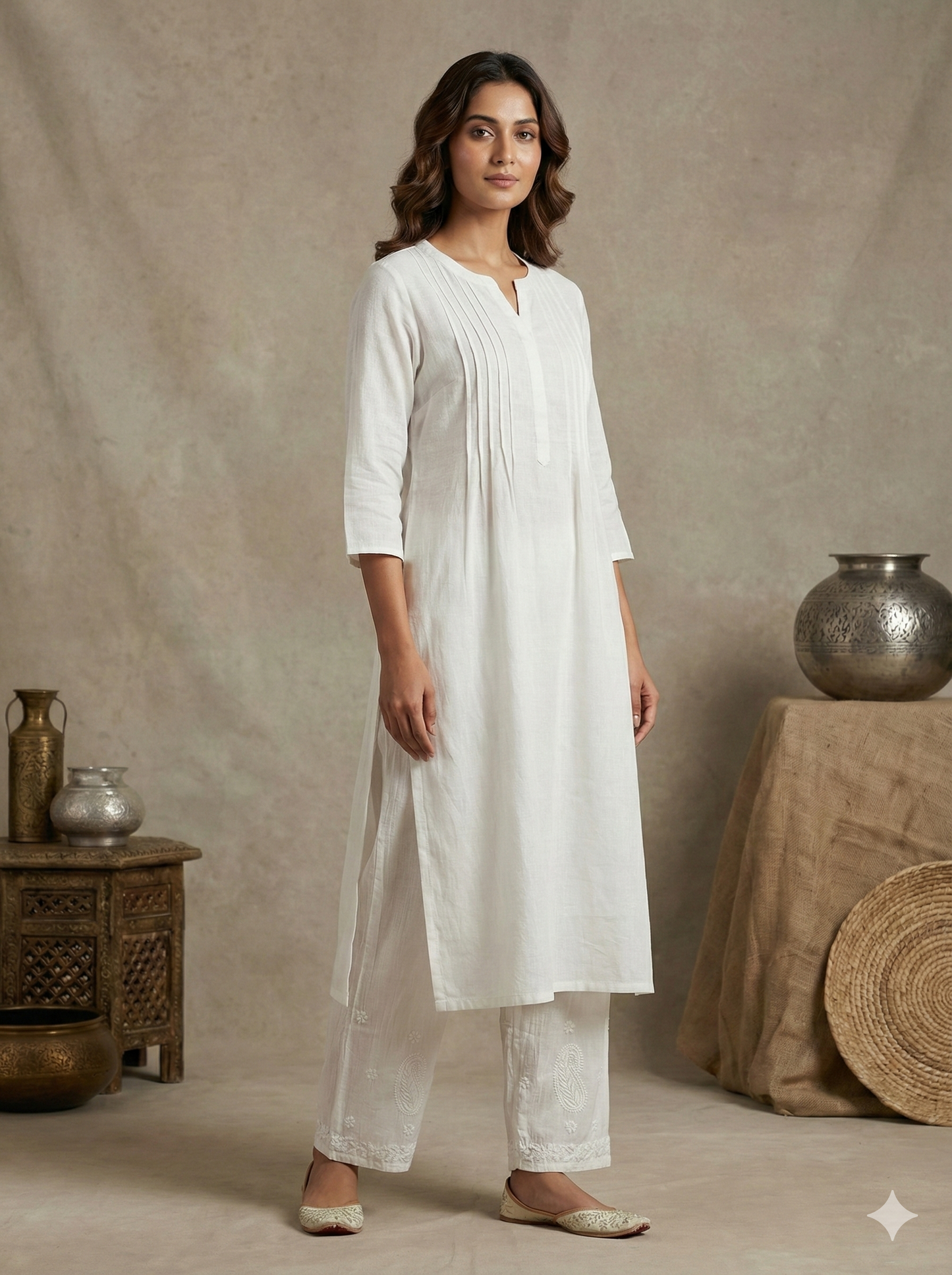 White Chikankari Palazzo for Women | Hand Embroidered Ethnic Palazzo – Lucknow Best Chikankari