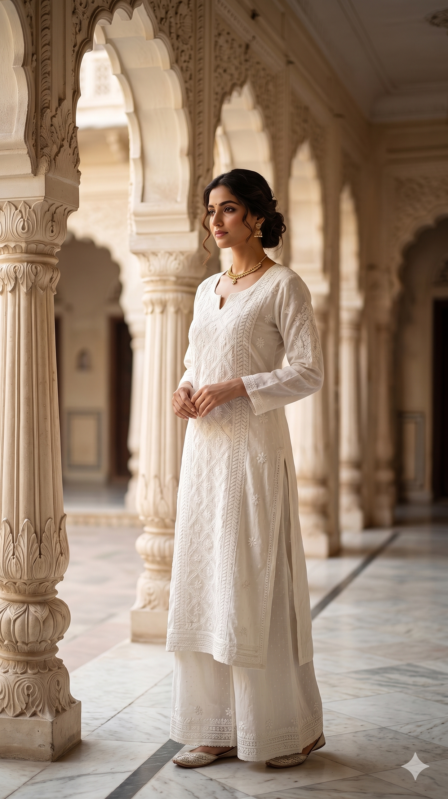 Noor-e-Lucknow White Chikankari Co-Ord Set