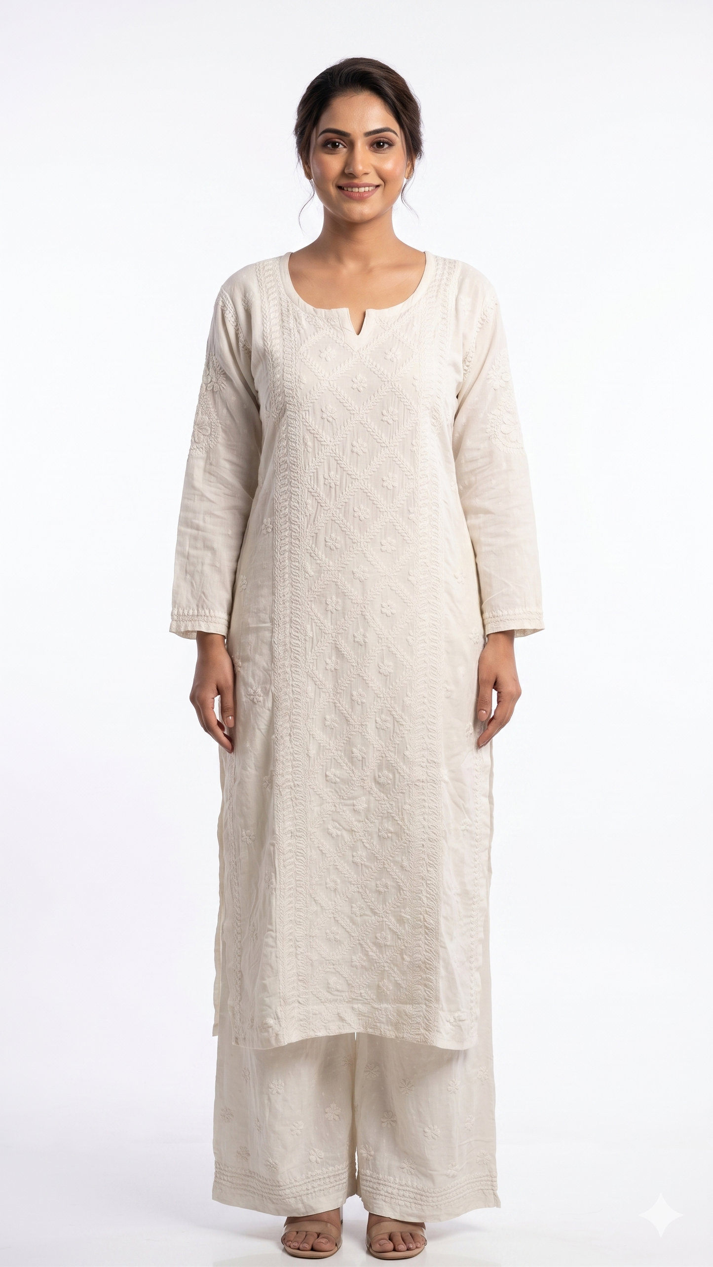 Noor-e-Lucknow White Chikankari Co-Ord Set