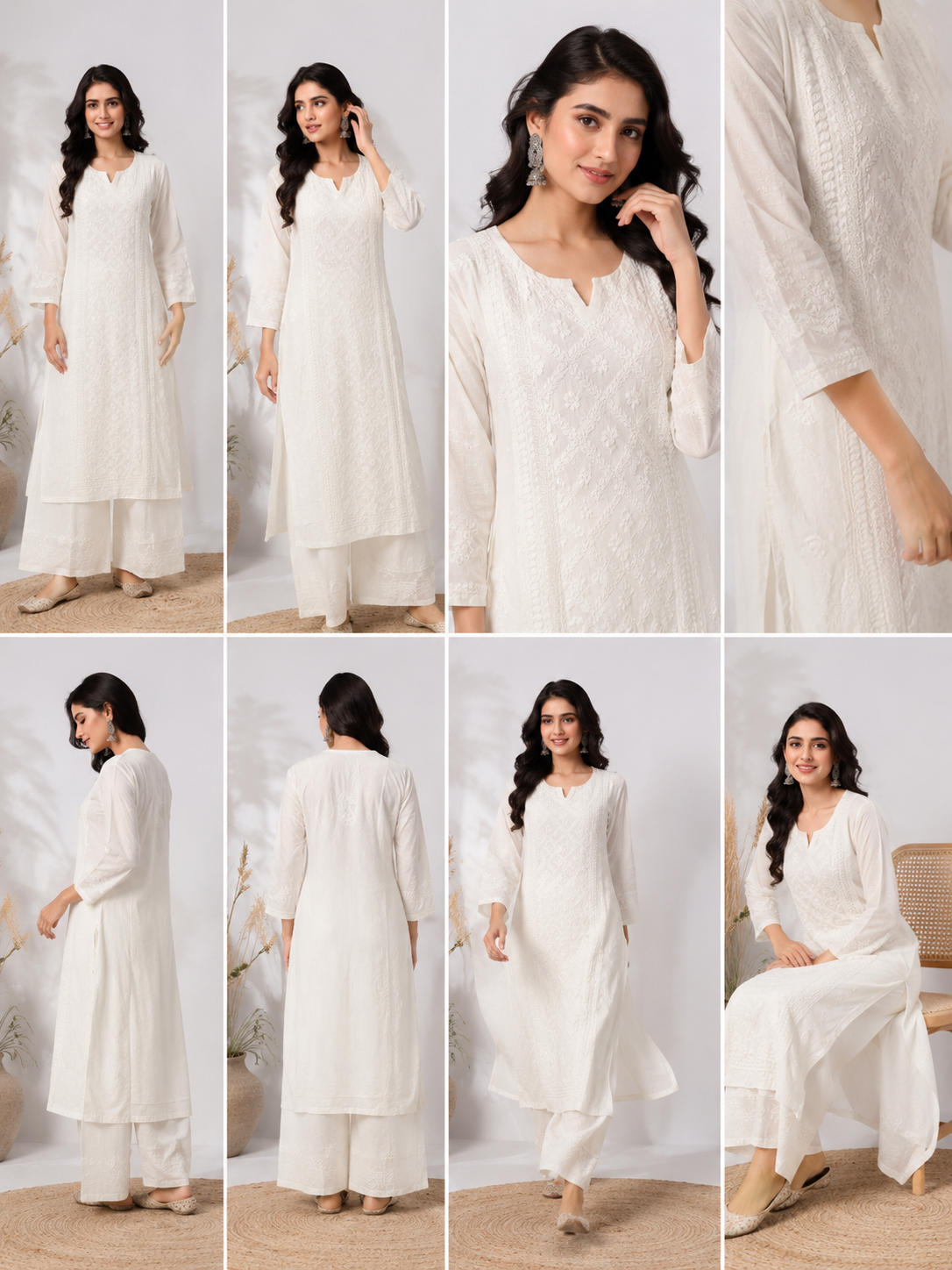 Noor-e-Lucknow White Chikankari Co-Ord Set