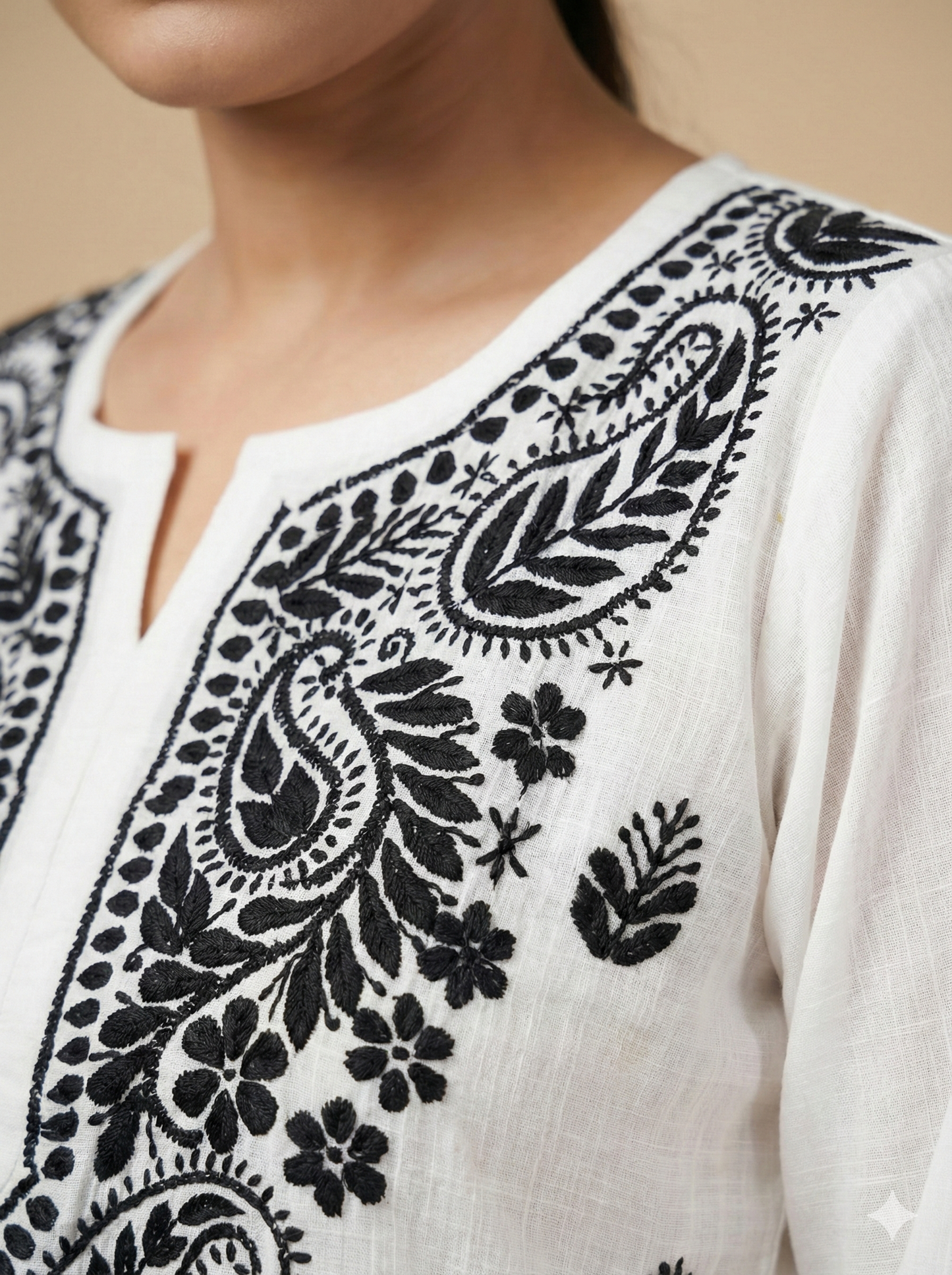 White Short Cotton Chikankari Kurti for Women | Handcrafted Lucknowi Chikankari – Lucknow Best Chikankari