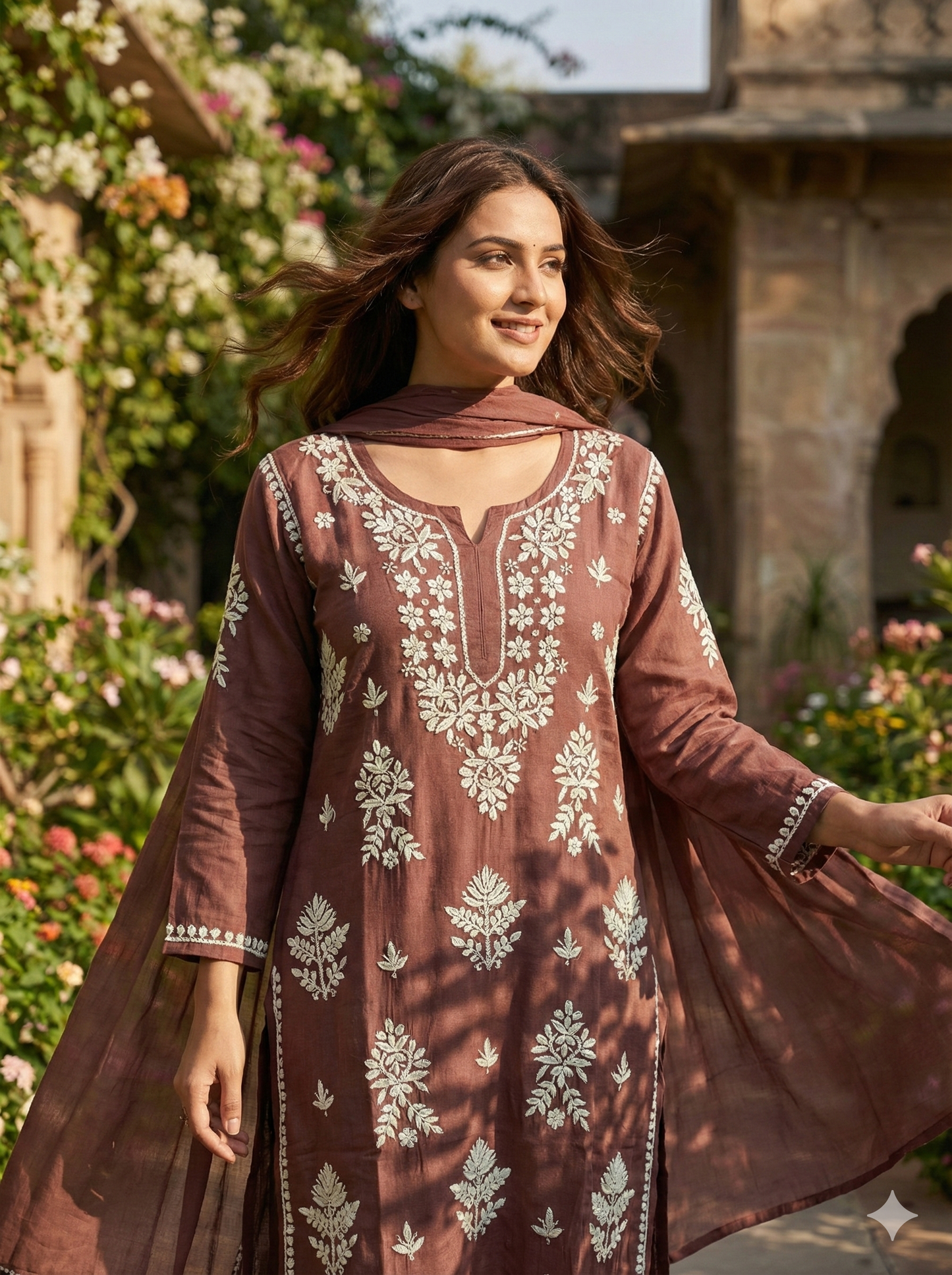 Wine Color Rayon Chikankari Kurti for Women | Handcrafted Lucknowi Embroidery – Lucknow Best Chikankari