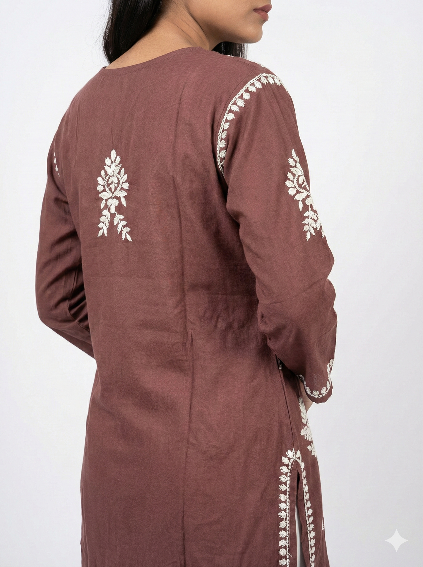 Wine Color Rayon Chikankari Kurti for Women | Handcrafted Lucknowi Embroidery – Lucknow Best Chikankari